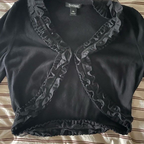 Black Ruffled Cardigan - Picture 2 of 4